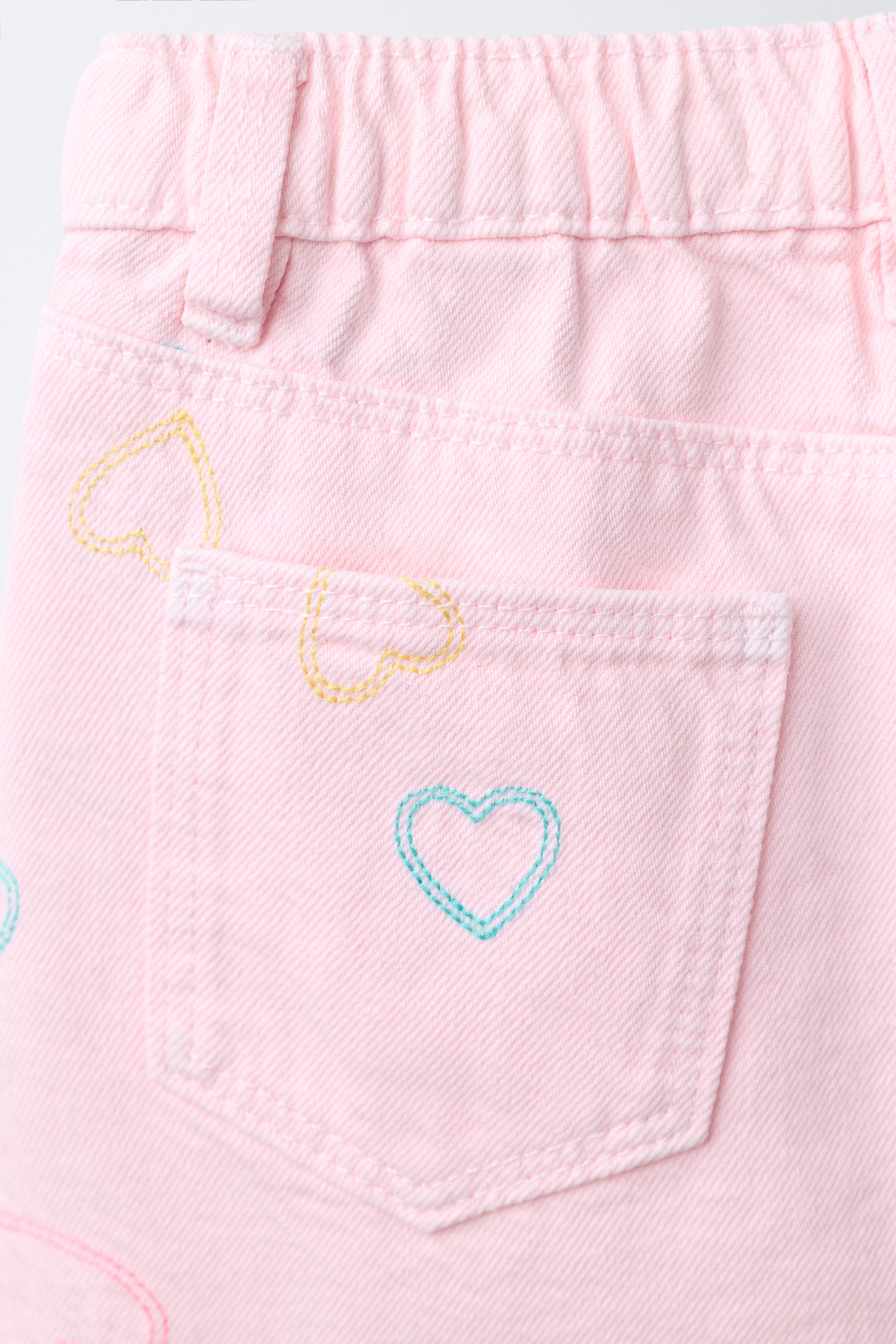 EMBROIDERED HEART TWILL SKIRT